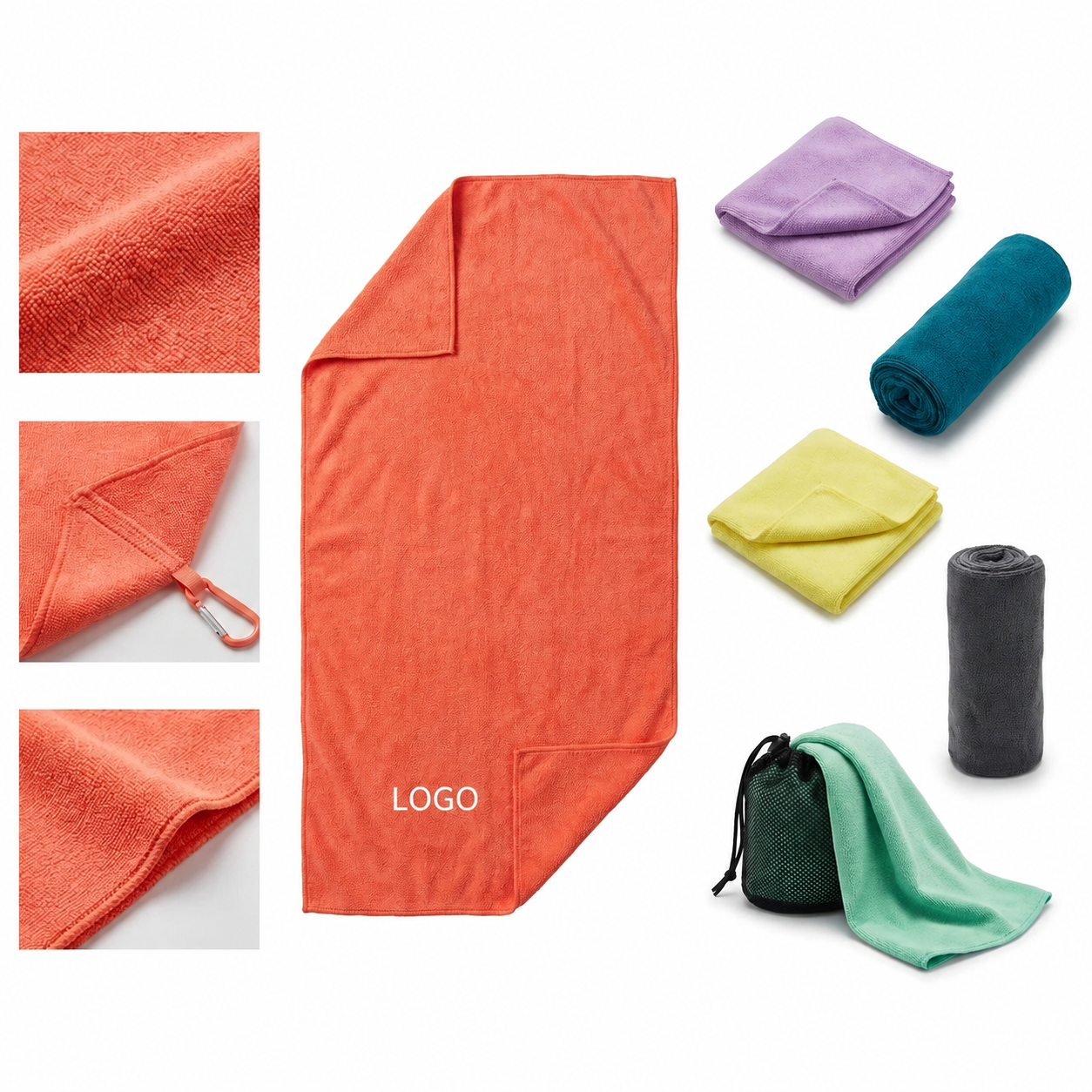 Compact Quick-Dry Microfiber Fitness Towel with Mesh Pouch