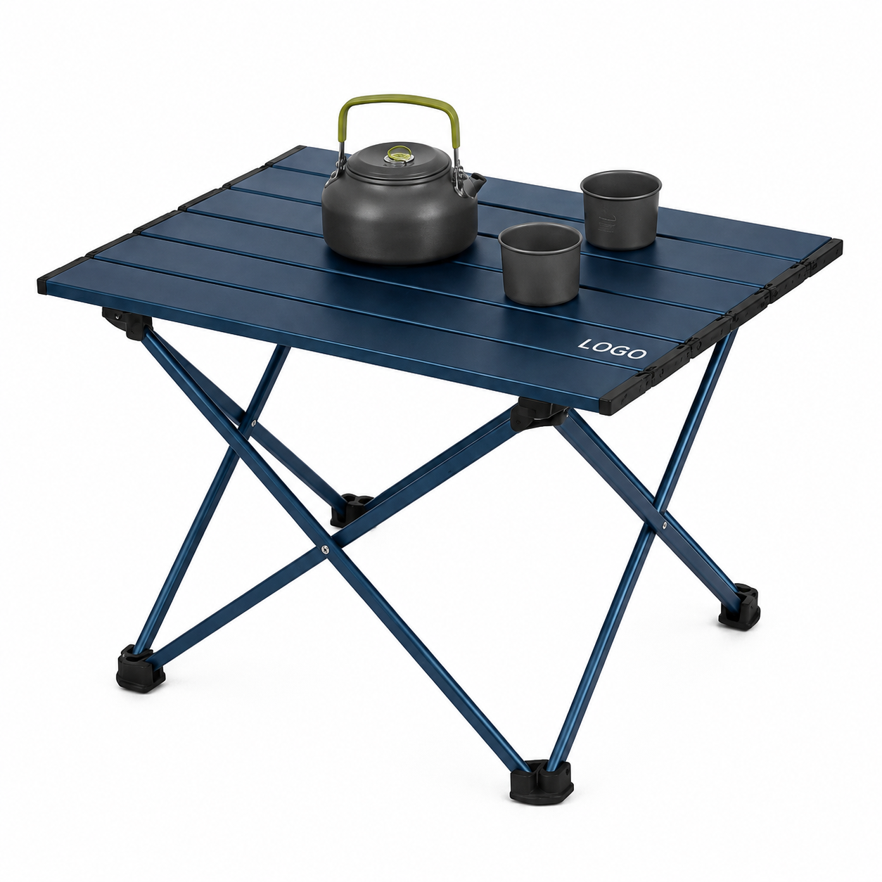 Portable Roll-Top Aluminum Outdoor Table with Protective Storage Case