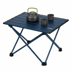 Portable Roll-Top Aluminum Outdoor Table with Protective Storage Case