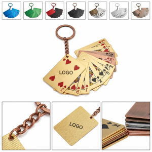 Fan-Style Metal Playing Card Keychain