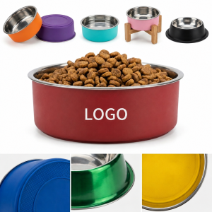 Compact 7.5 oz Stainless Steel Pet Feeding Dish with Anti-Skid Rubber Base